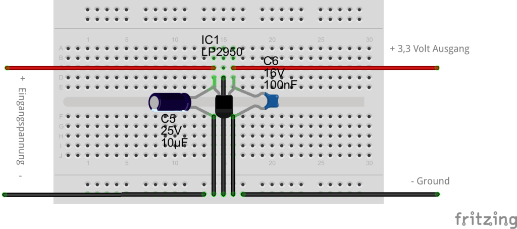 Spannungsregler auf 3.3V Steckplatine